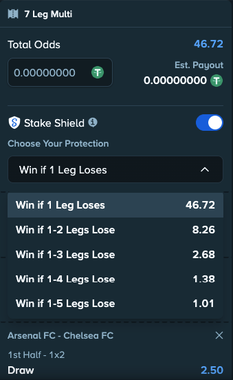 7 leg multi with Stake Shield